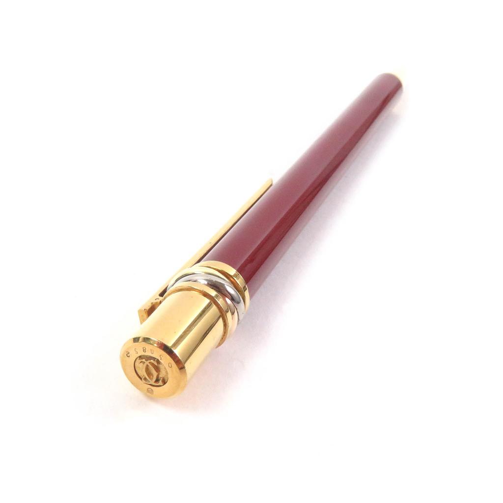 Great Cartier Ballpoint Pen Must De Cartier Logo Twist Style Bordeaux Gold Mens Used
