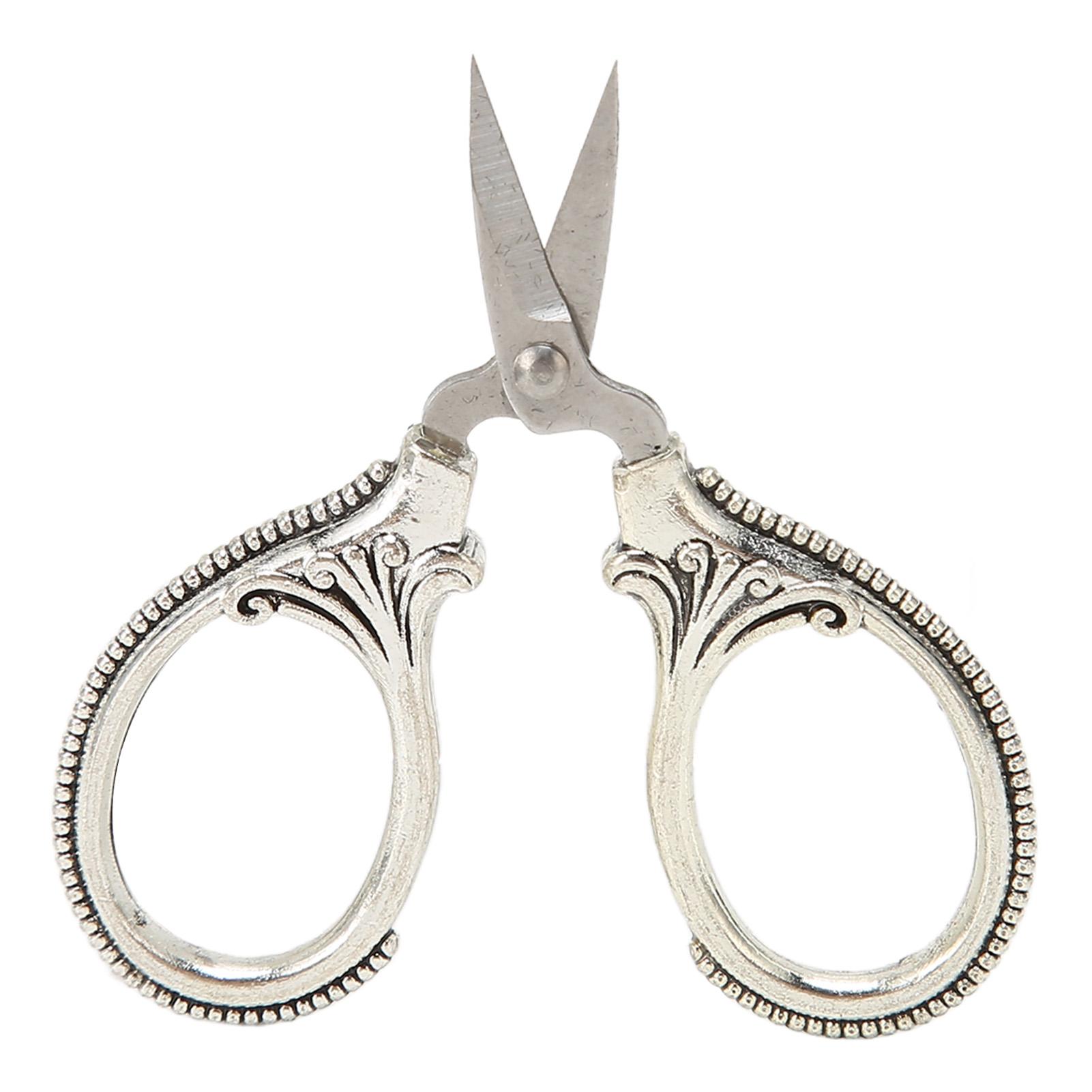 

Embroidery Sewing Thread Mini Retro Scissors Stainless Steel Needlework Pocket Scissors Antique Silver