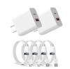 Set of 4 Cables X 3 for Fast PD20W Data and Disconnection Durable USB Charger Compatible with iPhone iPad and Various Android Devices USB-C (1m + 2m)