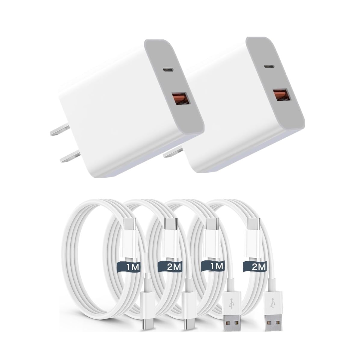 

Набор из 4 кабелей x 3 для быстрой передачи данных PD20W и отключения. Прочный USB-кабель для зарядки, совместимый с iPhone, iPad и различными устройствами Android. USB-C (1м + 2м)