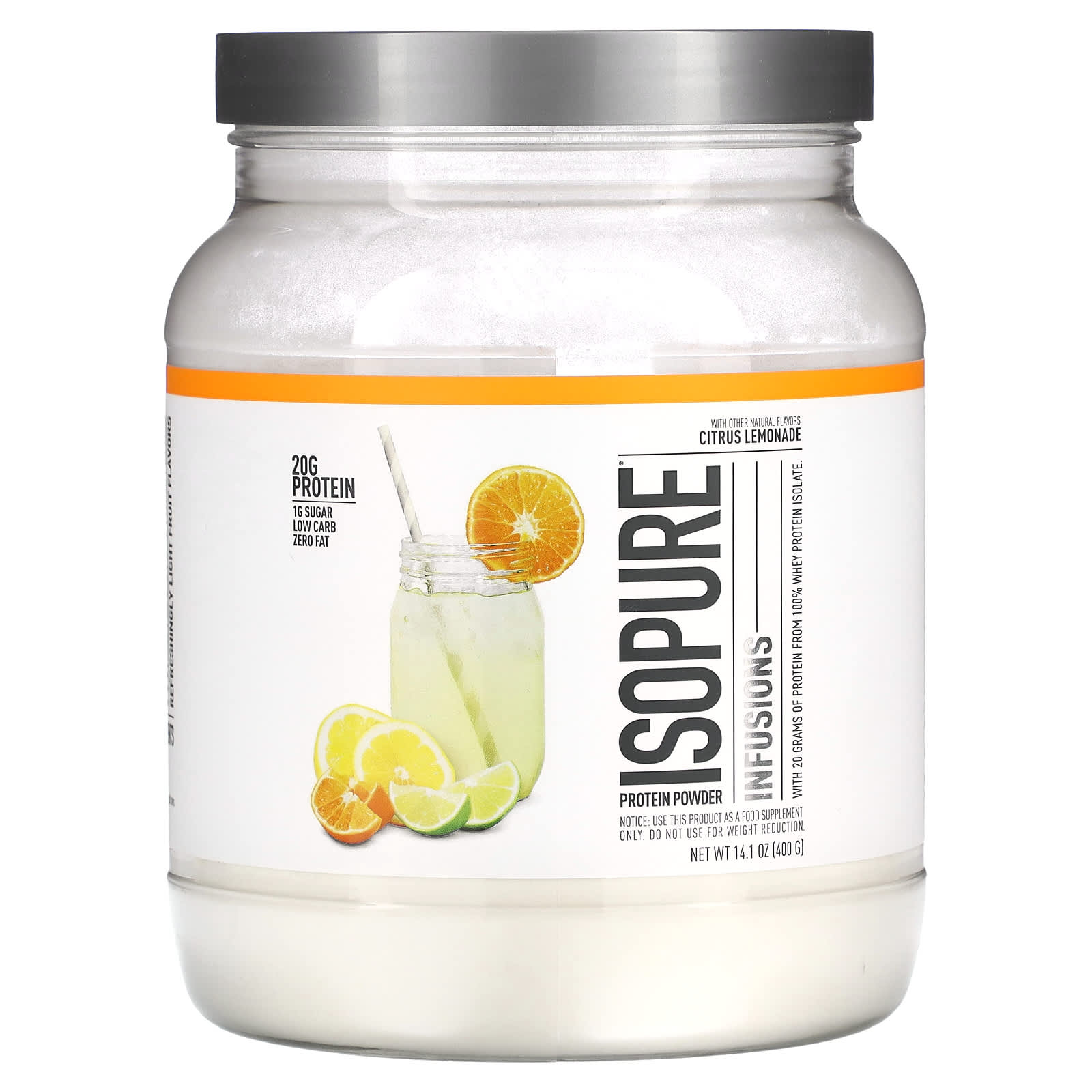 

Isopure, Infusions Protein Powder, Citrus Lemonade, 14.1 oz (400 g)