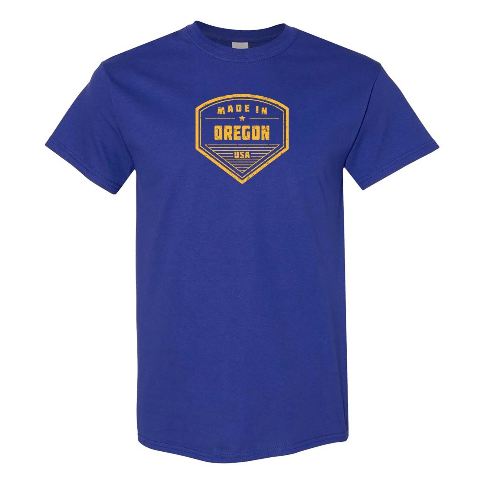 Made in Oregon Badge- Hometown Pride State Short Sleeve T-Shirt - Cobalt XL