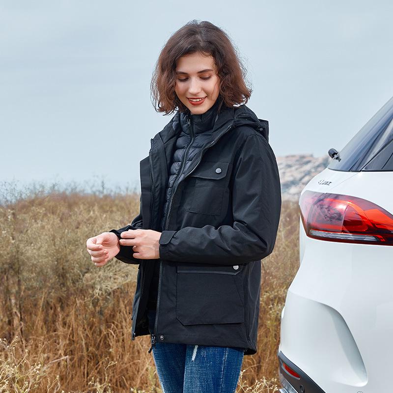 

Уличная куртка-пуховик 3-в-1 с отстегивающимися элементами, альпинистский костюм для пары на осень и зиму XL