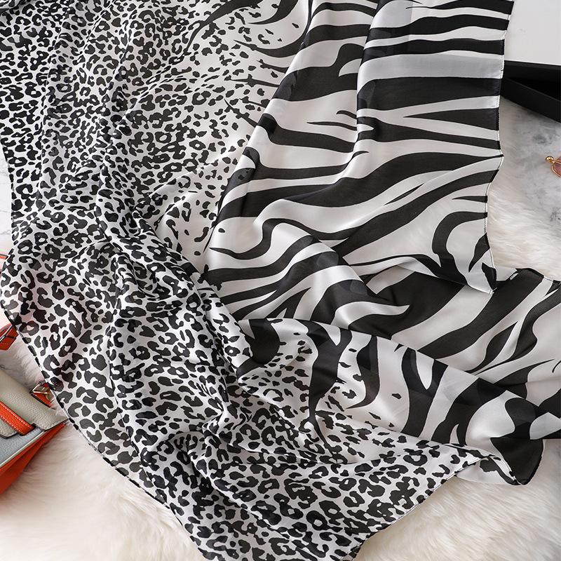 Lovely Animal Leopard Zebra Pattern Silk Scarf Lady High Quality Print Shawls And Wraps Pashmina Stole Hijab Snood 180*90Cm