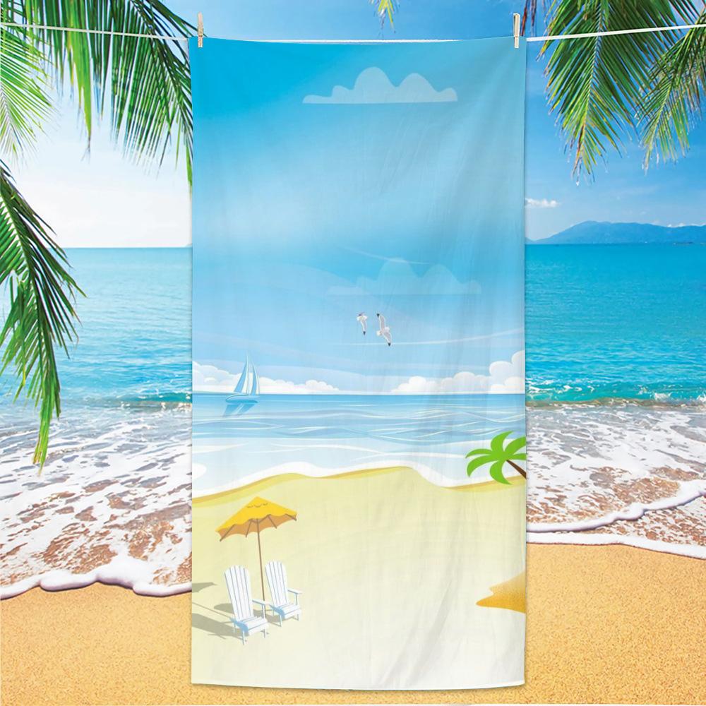 Ultra Fine Fiber Beach Towels, Beach Swimming Speed Drying Velvet Bath Towels, Printed Fashionable Bath Towels Towels Face Towel