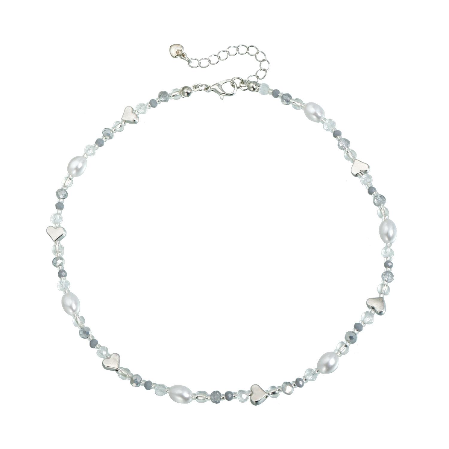 

European and American jewelry multi-element ins splicing style love beaded necklace personalized design sense street auction short item jewelry