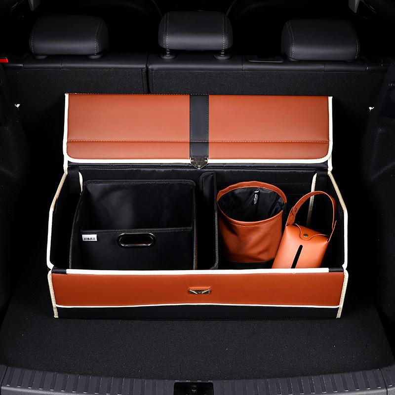 Foldable Leather Car Storage Box and Trash Can