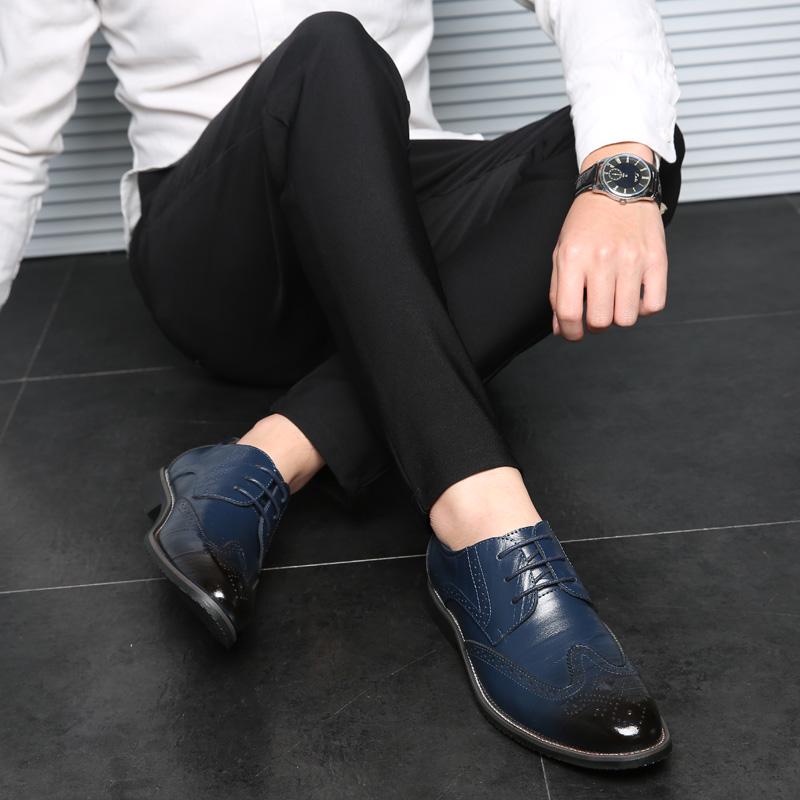 Men Oxford Genuine Leather Dress Shoes Formal Business Shoes Lace Up Flats Male Casual Shoes