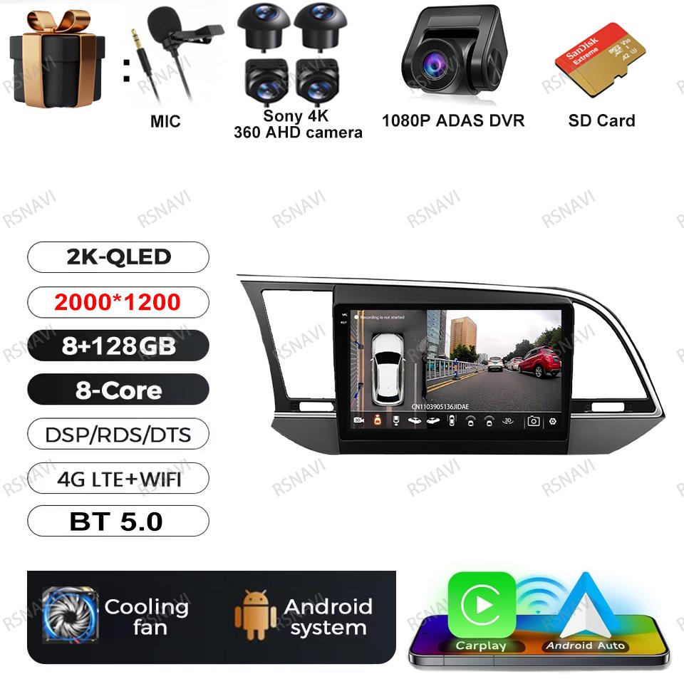 Car Radio Android 16 For Hyundai Elantra Avante AD 2015 ~ 2021 2019-2020 Stereo Qualcomm DSP BT Navigation Head Unit QLED DVD