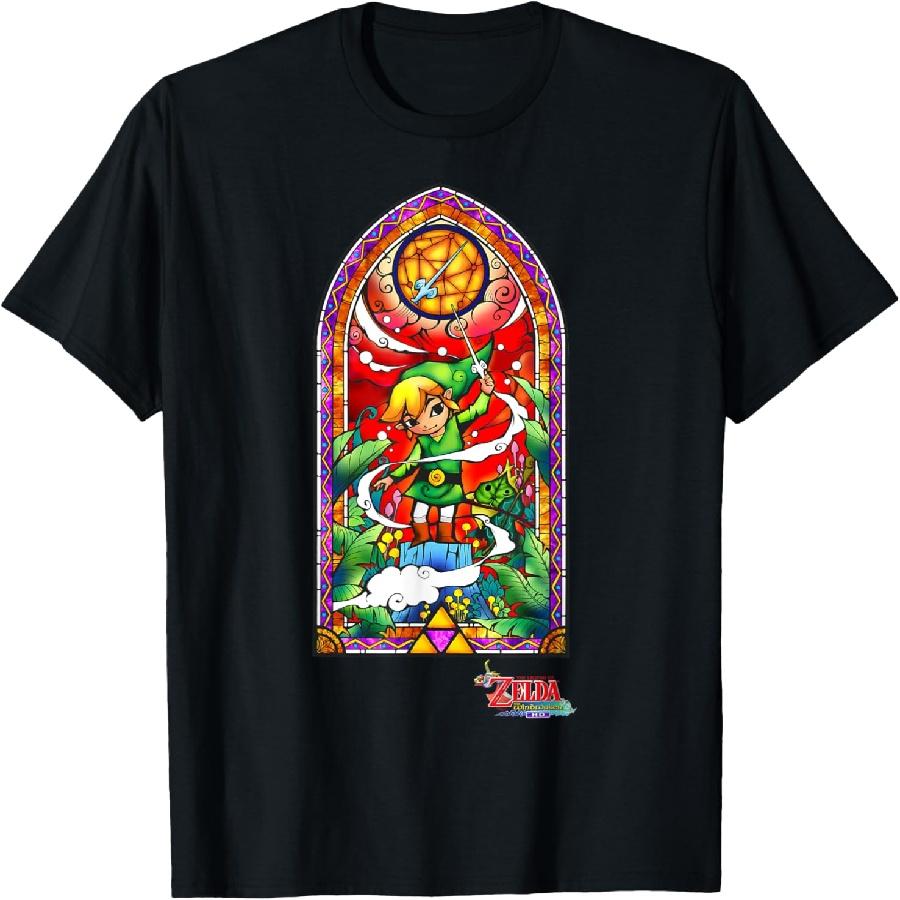 Nintendo Zelda Wind Waker Stained Glass Graphic T-Shirt T-Shirt XXXXXL чёрный