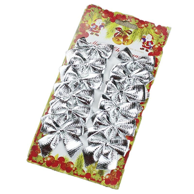 12pcs Flocking Xmas Tree Ornaments Bowknot Pendant Christmas Decorations  Home Decoration
