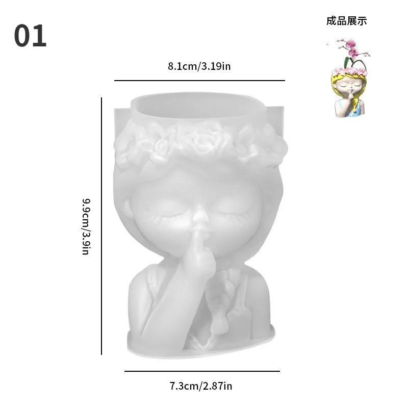 Silikonform 3D Søt Jente Blomsterpotteform DIY Håndlagde Håndverk Gips Lys Krystall Epoksyharpiksform for Hjemmedekorasjoner