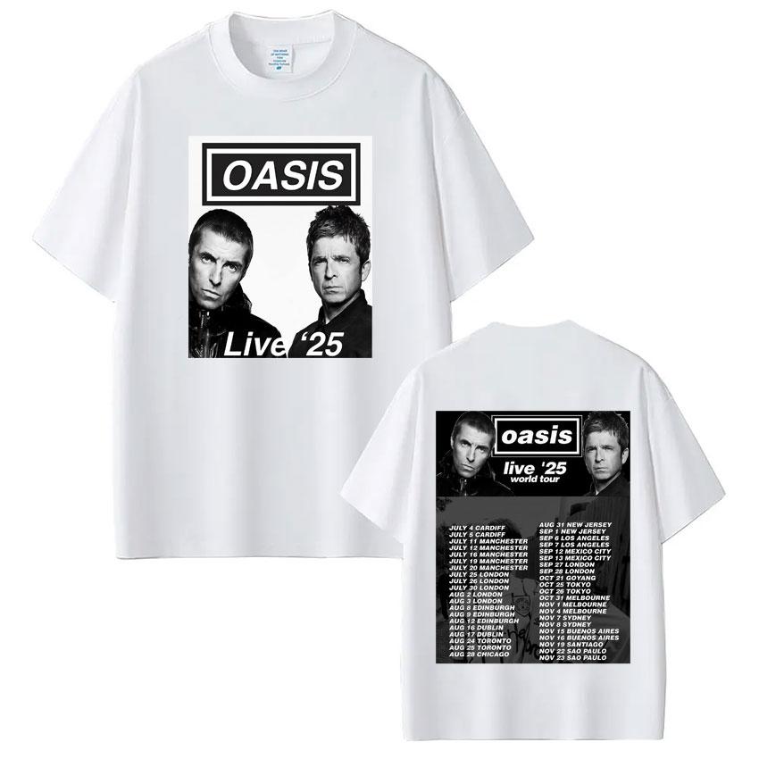 British Rock Band OASIS Live 25 World Tour 2025  Tshirt Men Woman Oversized T Shirts Hip Hop Summer Cotton Gothic Punk Tshirts