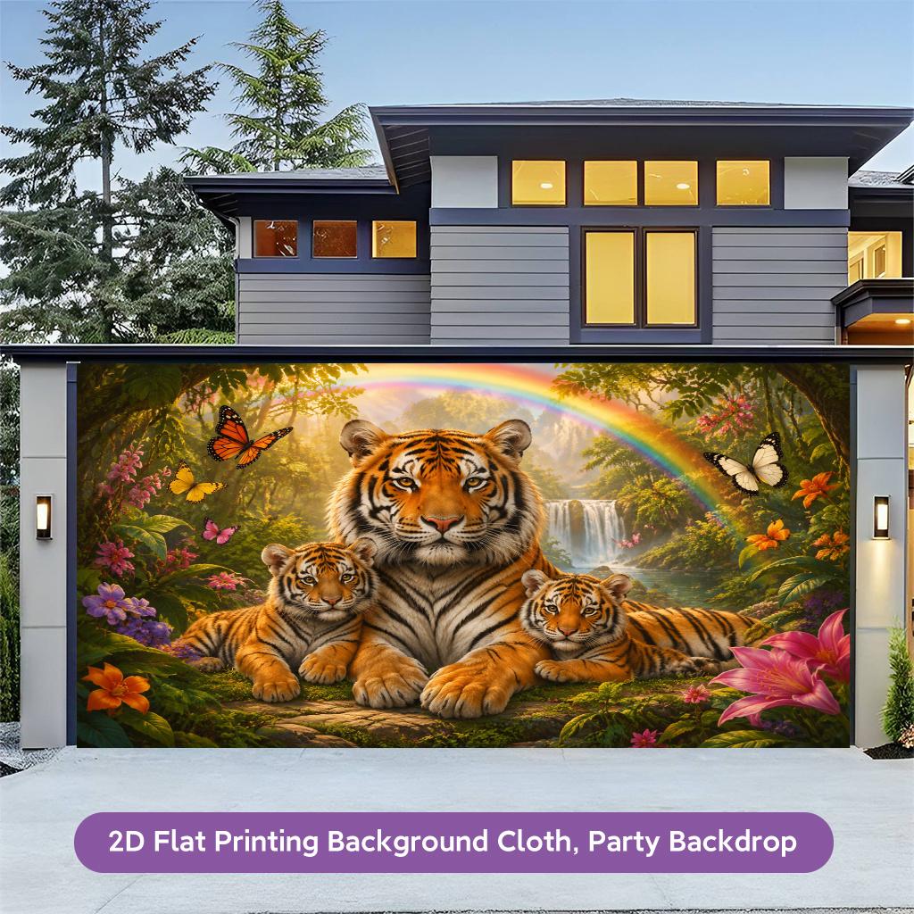 1Pcs Tigers with Friends in Decoration Background Winter Backdrop Decorations For Photo Studio Photo Booth Christams Party