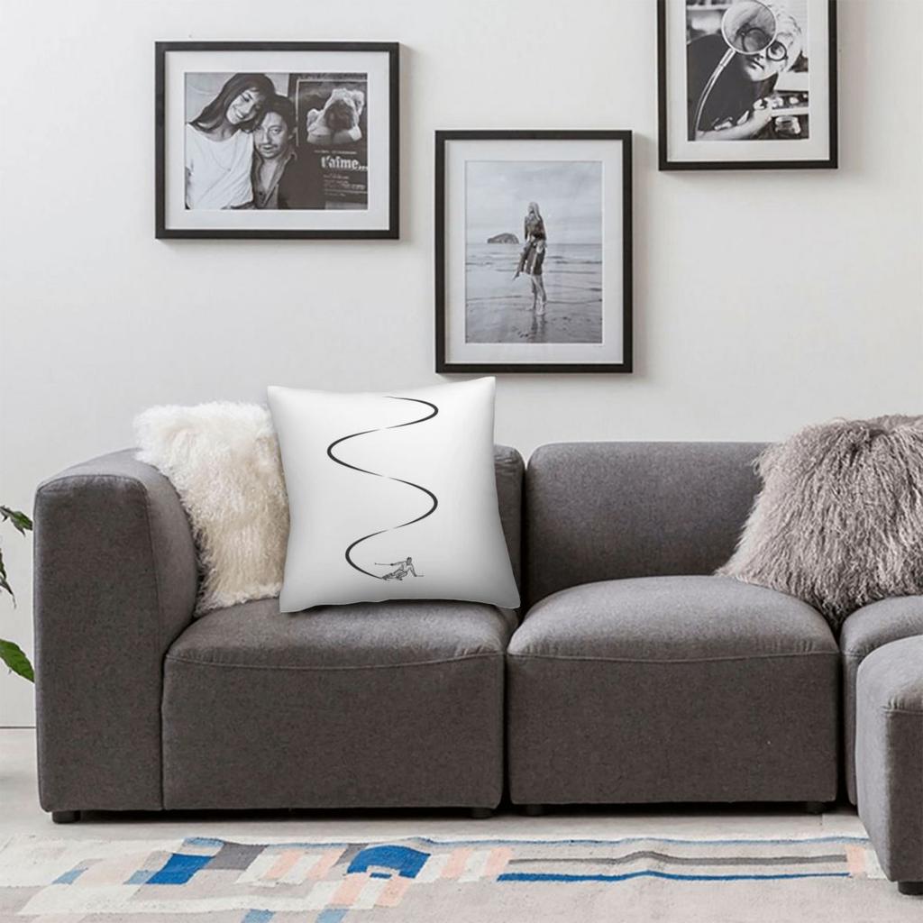Federa Cuscino Quadrata Ski Lines Poliestere Lino Velluto Fantasia Zip Decorata Federa Cuscino Copricuscino per la Casa