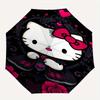Hello Kitty,Gothic Style Automatic Folding Umbrella-Simple 8-Rib Design, Bright Cartoon Pattern, Durable Iron Frame, Suitable For Travel, Ou