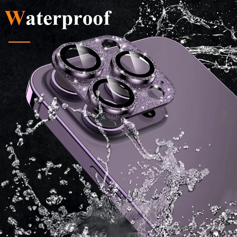 Glitzer-Diamant-Kameraobjektivschutz für iPhone 14 15 Pro 14Pro 13Pro Max, vollständiger Objektivring aus Glas für iPhone 14ProMax-Film