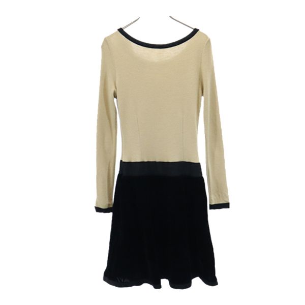Rene wool Long sleeve Velour switching flare one piece 34 Crew neck Women Used