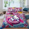 This Hello Kitty three-piece bedding set with a cartoon heart print, including one duvet cover and two pillowcases, makes a perf