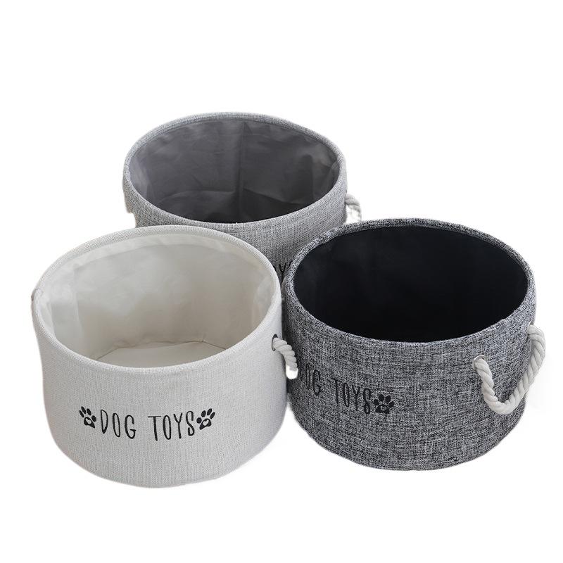 Large Canvas Dog Toy Storage Basket Foldable Laundry Basket Pet Toy Organizer With Handle Laundry Bag