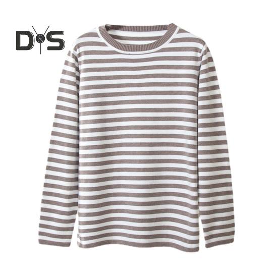 Dámské topy Kulatý výstřih Dlouhý rukáv Svetr s pruhovaným potiskem Volný střih Pružný Retro Pletené topy Denní nošení