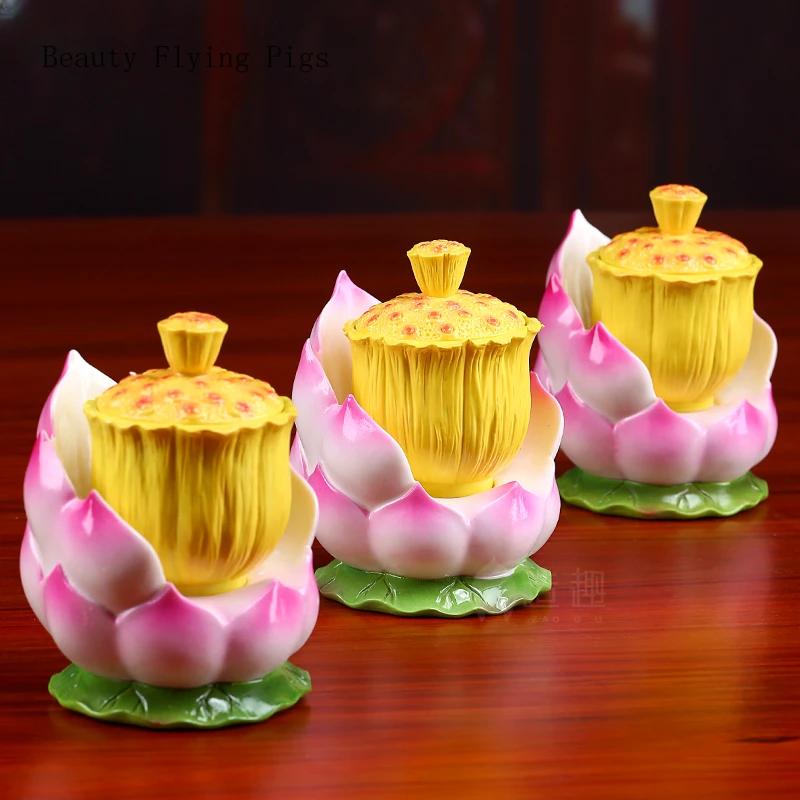 10,5 x 7,8 cm High-End-Keramik-Lotus-Vorratsbecher, Wasserreinigungsbecher, Guanyin-Haushalts-Buddha-Halle, Buddha-Utensilien und Ornamente