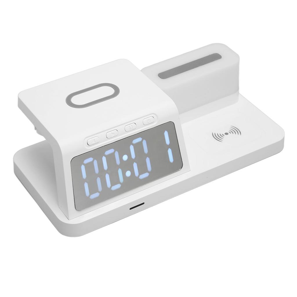 Multifunctional Alarm Clock Wireless with Night Light Calendar for Phone Watch Earphone