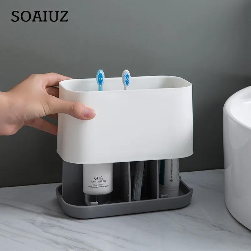 Creative Home Desktop Förvaringslåda Badrumsavslutning Galler Förvaringslåda Plast Tandborstställ Tvättställ Förvaringslåda