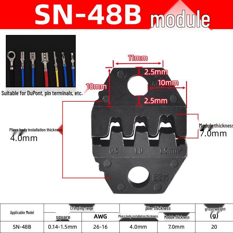 SN Series Crimping Tool Die Set with Interchangeable Jaws for Bare, Insulated, and European Terminals