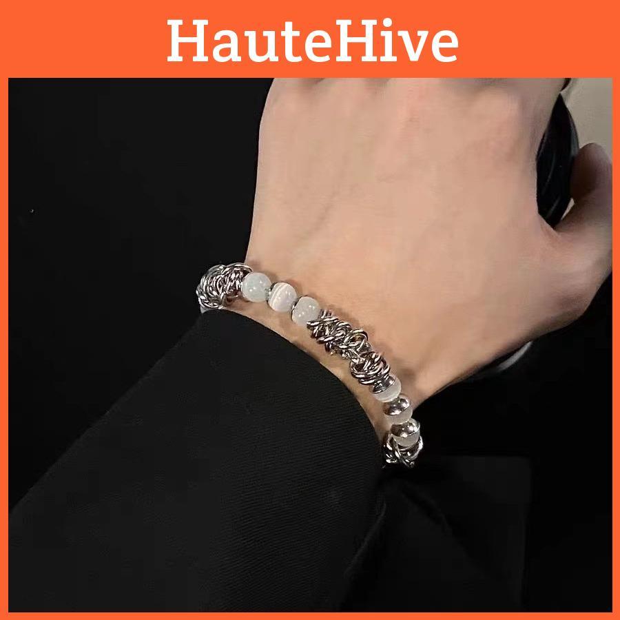 Delicate Cat Eye Stone Titanium Steel Bracelet Geometric Design Light Luxury Gift