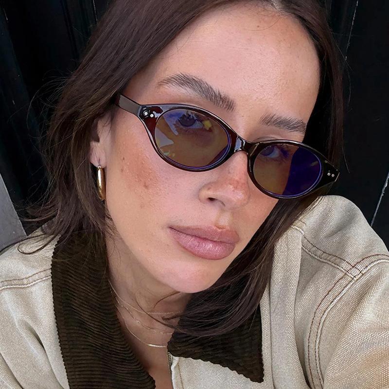 Simple Small Oval Frame Sunglasses for Women and Men Party Gatherings Beach Travel Walk The Show UV Protection Shades Glasses