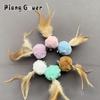 Plush Ball Feather Cat Teaser Stick For Changing Heads Cat Toy Plush Interaction Kitty Pet Toy