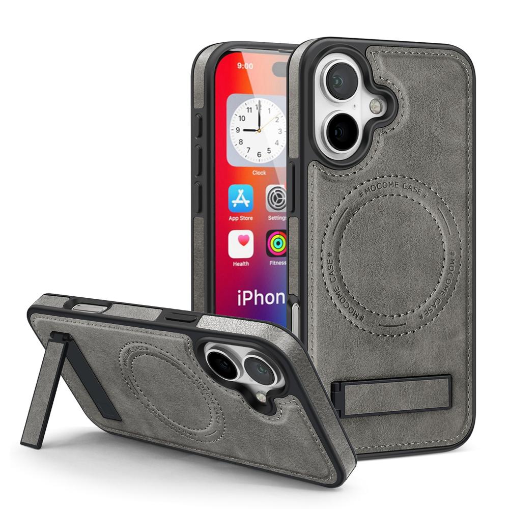 KEYSION Luxuxy PU Leather Magnetic Case for MagSafe for iPhone 16 Plus 15 Kickstand Shockproof Phone Cover for iPhone 15 16 Plus