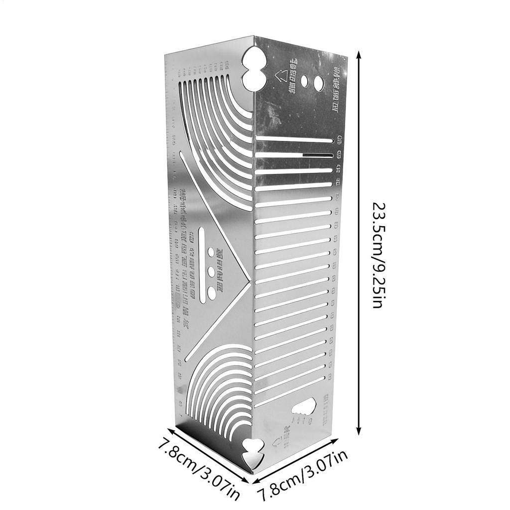 Regla Marcadora de Arcos Escariador de Acero Inoxidable en Ángulo Recto Herramienta Ergonómica para Dibujo Paralelo Regla Plegable de 90 Grados para Muebles