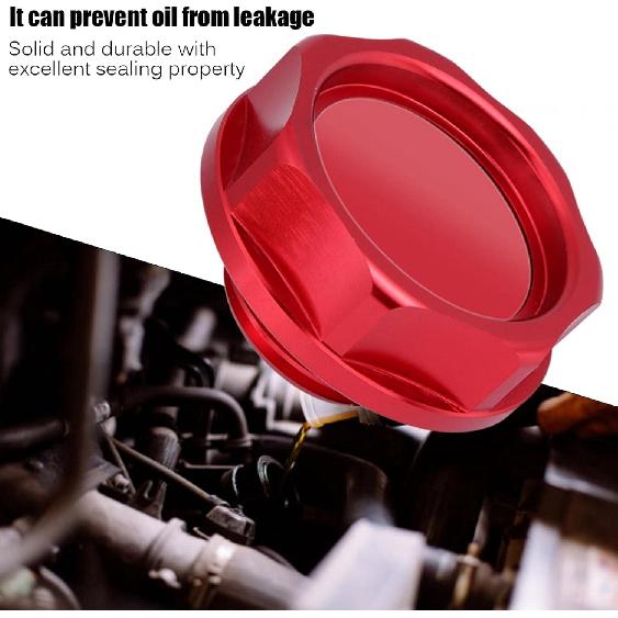 Acouto Automotive Replacement Oil Filler -Aluminium Alloy Oil Filler Cover Engine Fuel for Car (Red)