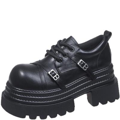 Women's Leather Sneakers New Spring High Platform Lace-up Casual Shoes Thick Sole 10CM Heels Walking Shoe Zapatos Mujer 8CM Heel