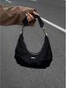 Black Retro Crescent Shoulder Bag - Niche Design, Casual Fashion