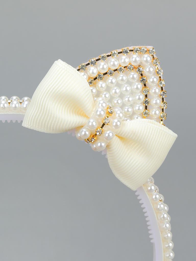 1PC Elegant Cat Ear Pearl Hairbands Fashion Women's Rhinestone Headband Hair Hoop Hair Bands for Girls Hair Accessories