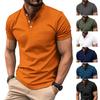 Fashion New Cross-border Men's Casual POLO Shirt Pockets V-neck Buttons Business Solid Colour Versatile T-shirt Tops