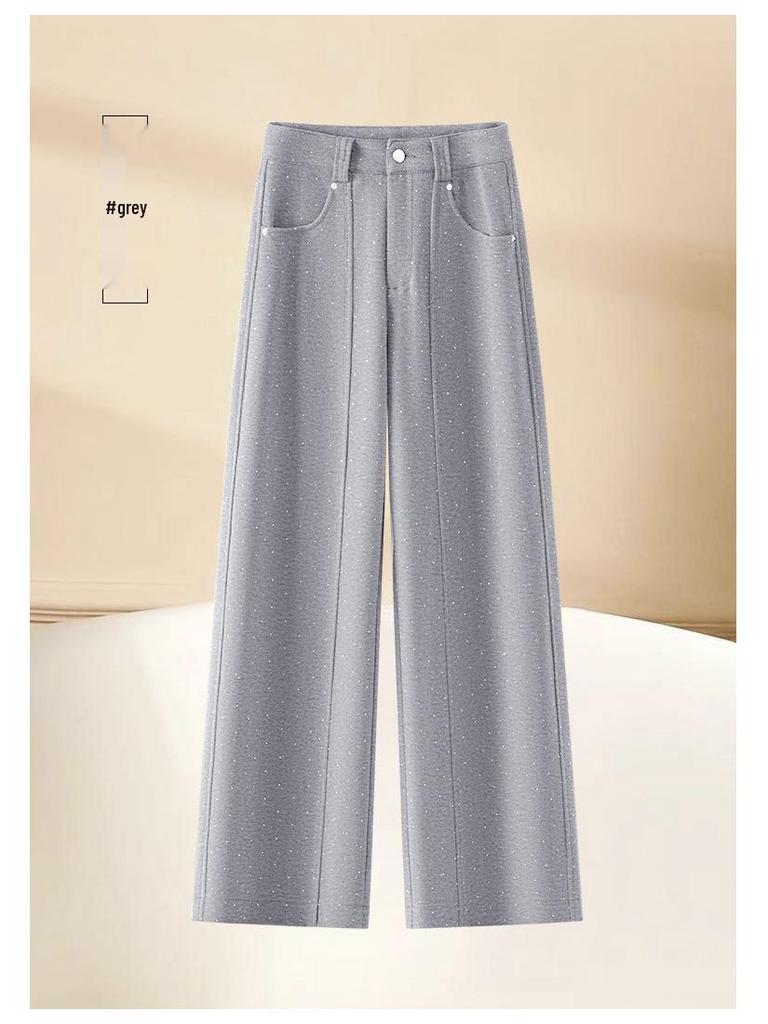 Women's Loose Autumn Winter Straight Leg Red Casual Pants - Slimming Wide-Leg Banana Shaped Sweatpants