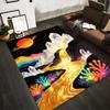 Galaxy Crystal River Carpet with Saturn, Rainbow, and Neon Coral Design Suitable for Use As an Anti-slip for Living Room Bedroom Sofas