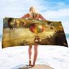 Colorful Hot Air Balloon Print Soft Beach Towels,Microfiber Lightweight Thin Beach Towels,Compact Sand Free Swim Pool Blanket