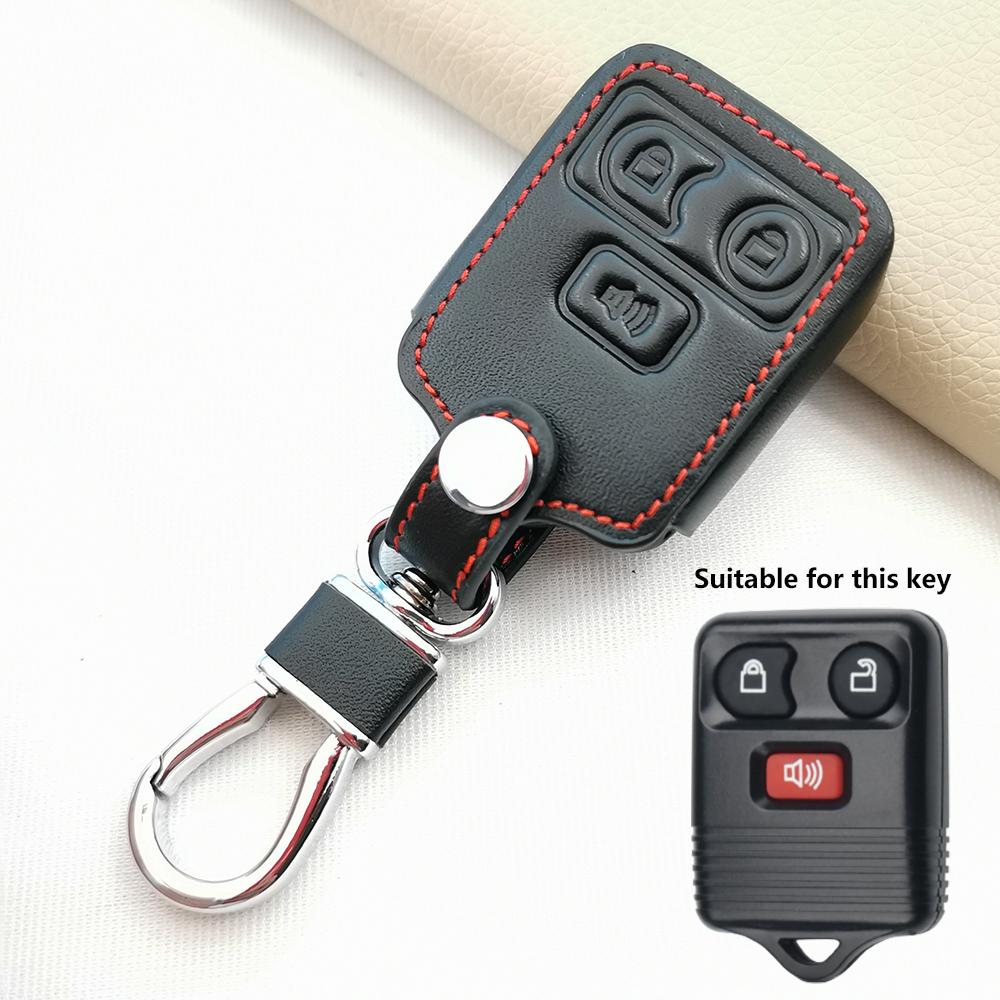 3/4 Buttons Leather Car Remote Key Case Cover For Ford Focus Complete Escape Explorer Mustang Thunderbird Lincoln Transit Town