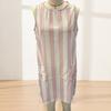 Vestido Casual para Mujer, Minivestido Camiseta sin Mangas de Cuello Redondo, Vestido de Verano a Rayas para Vacaciones con Bolsillos