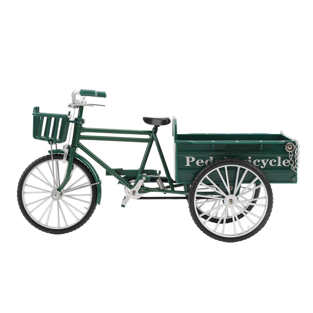 Miniature Alloy Retro Three Wheel Flatbed Truck Metal Tricycle Model Toy Vintage Car Home Decoration for