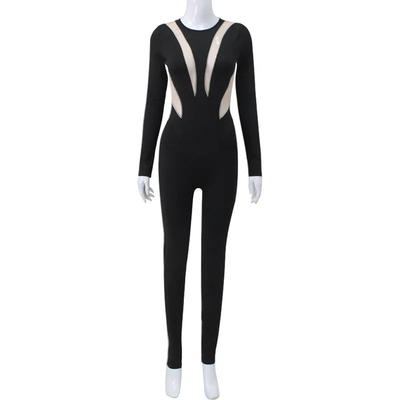 Halloween Gra Cosplay Kombinezon Seksowne Siateczkowe Puste Naszywane Body Kobiety Okrągły Dekolt Długi Rękaw Pokazujące Kombinezon do Tańca Strój Rave