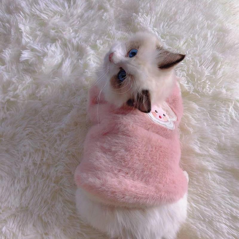 Faux Rabbit Fur Winter Warm Dog Cat Fleece Clothes Warm Breathable Cat Clothing Thickened Wear Resistant Pet Vest Cat