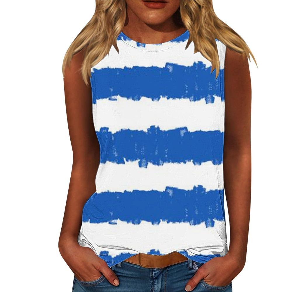 Bunte Streifen 3D-Druck Tanktops Damen Neu O-Ausschnitt Lässige Weste Schulterfrei Y2k Elegant Ärmelloses Top Camisole Damenbekleidung