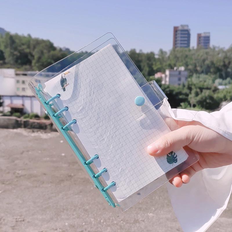 Japanese A5/A6 Transparent 6-Hole Binder Notebook with Snap Button Cover