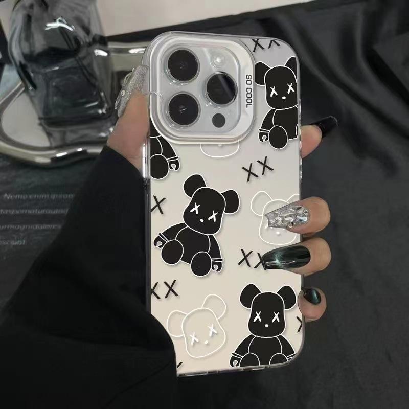 Line Violence Bear Is Suitable for Apple 16promax Mobile Phone Case 14pro New 13/12 Matte 11 Trendy 7/8P